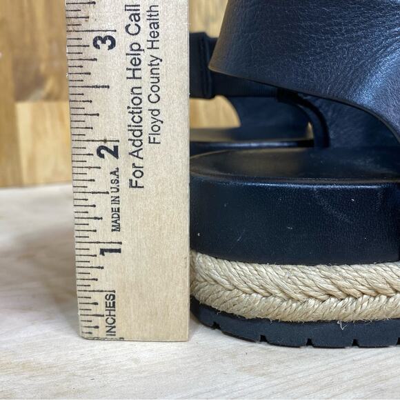 Vince Flint Black Leather Espadrille Sandals Platform 35.5 - Picture 7 of 9